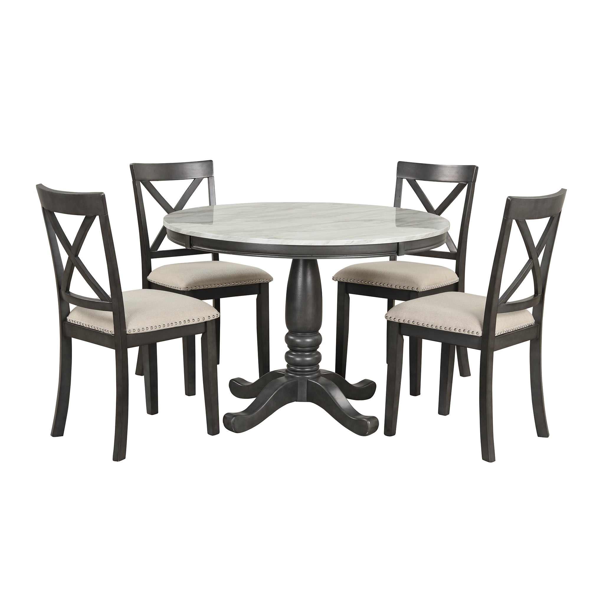 5-Piece Solid Wood Dining Table Chair Set