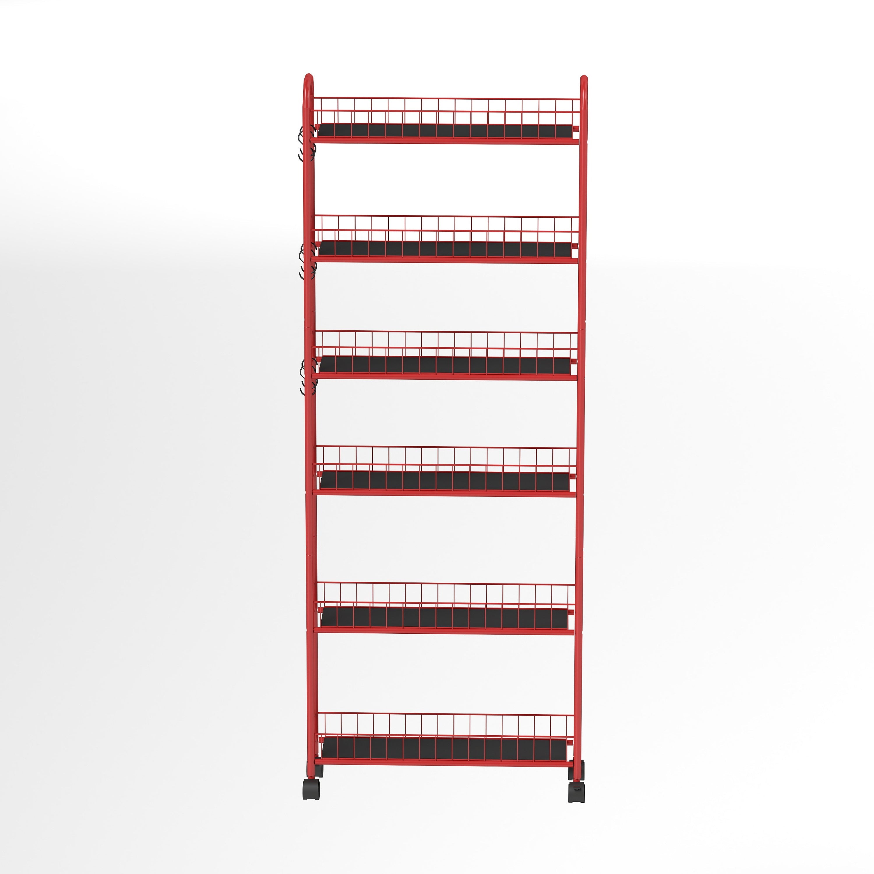 Red 6-Tier Rolling Storage Cart with Slim Design Wheels