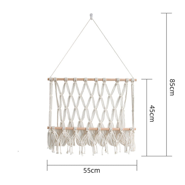 Cotton Rope Woven Wall Hanging Toy Storage Hammock Decor