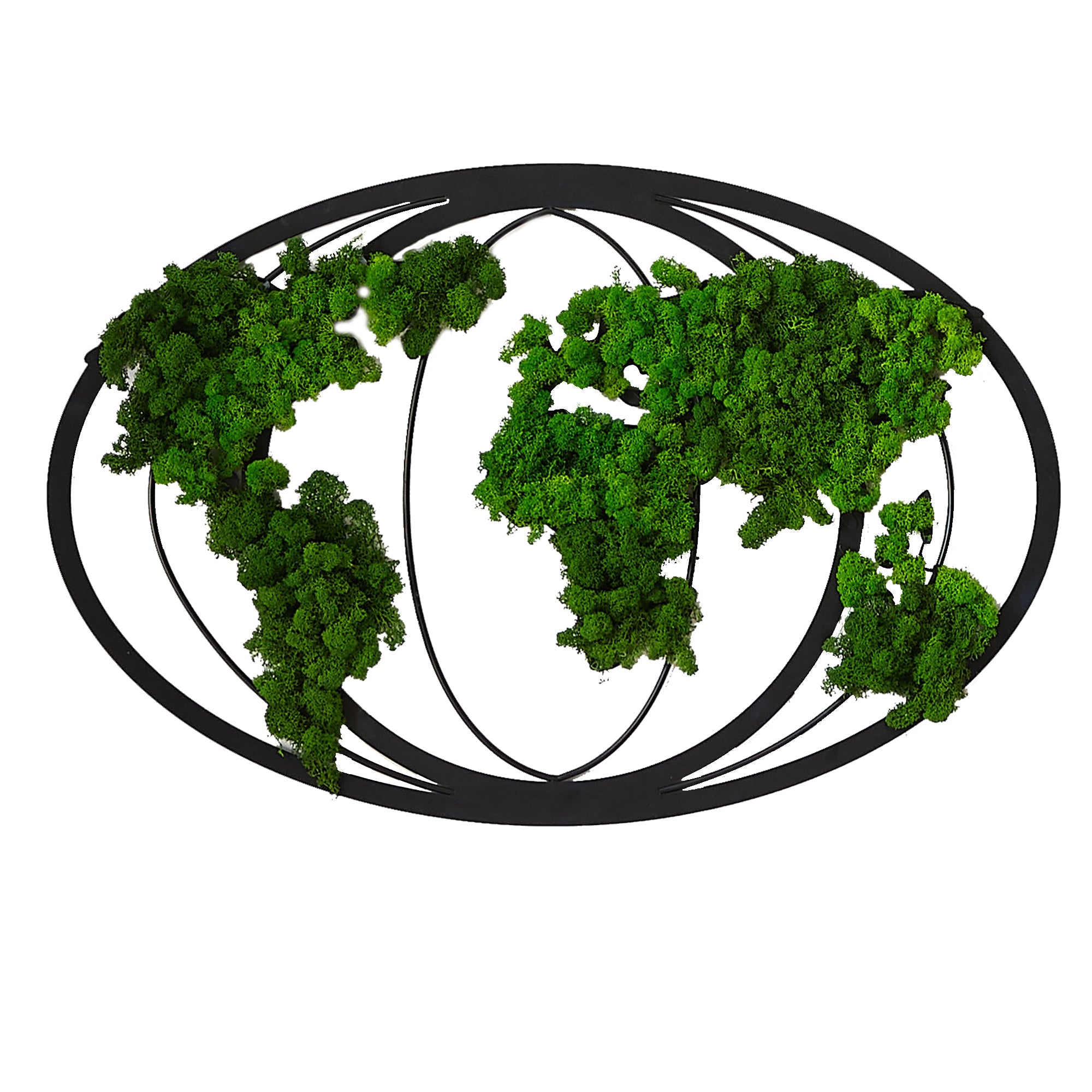 Moss World Map Metal Wall Decor Modern Artwork