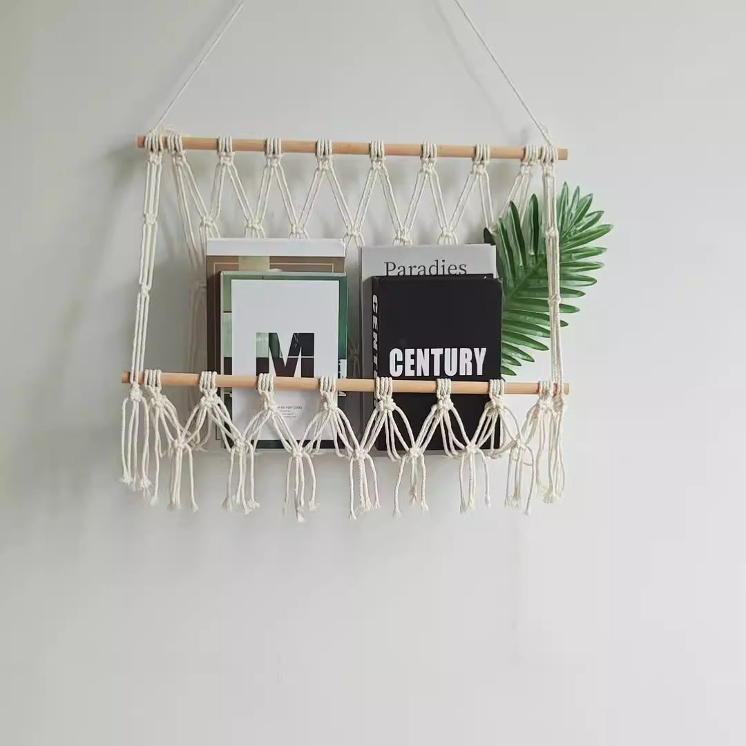 Cotton Rope Woven Wall Hanging Toy Storage Hammock Decor
