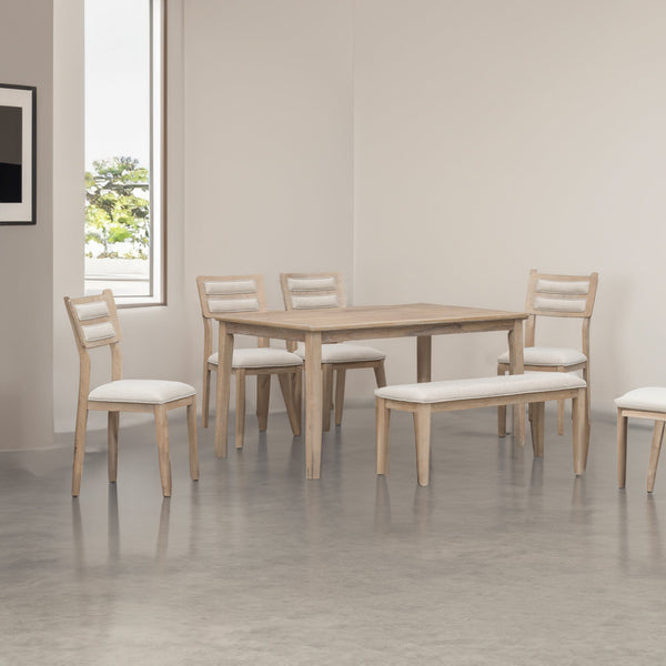 6-Piece Traditional Dining Set Table Chairs Bench