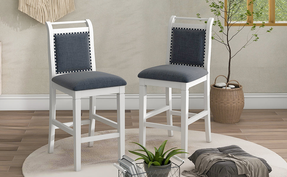 3-Piece Drop Leaf Dining Table Set White Gray