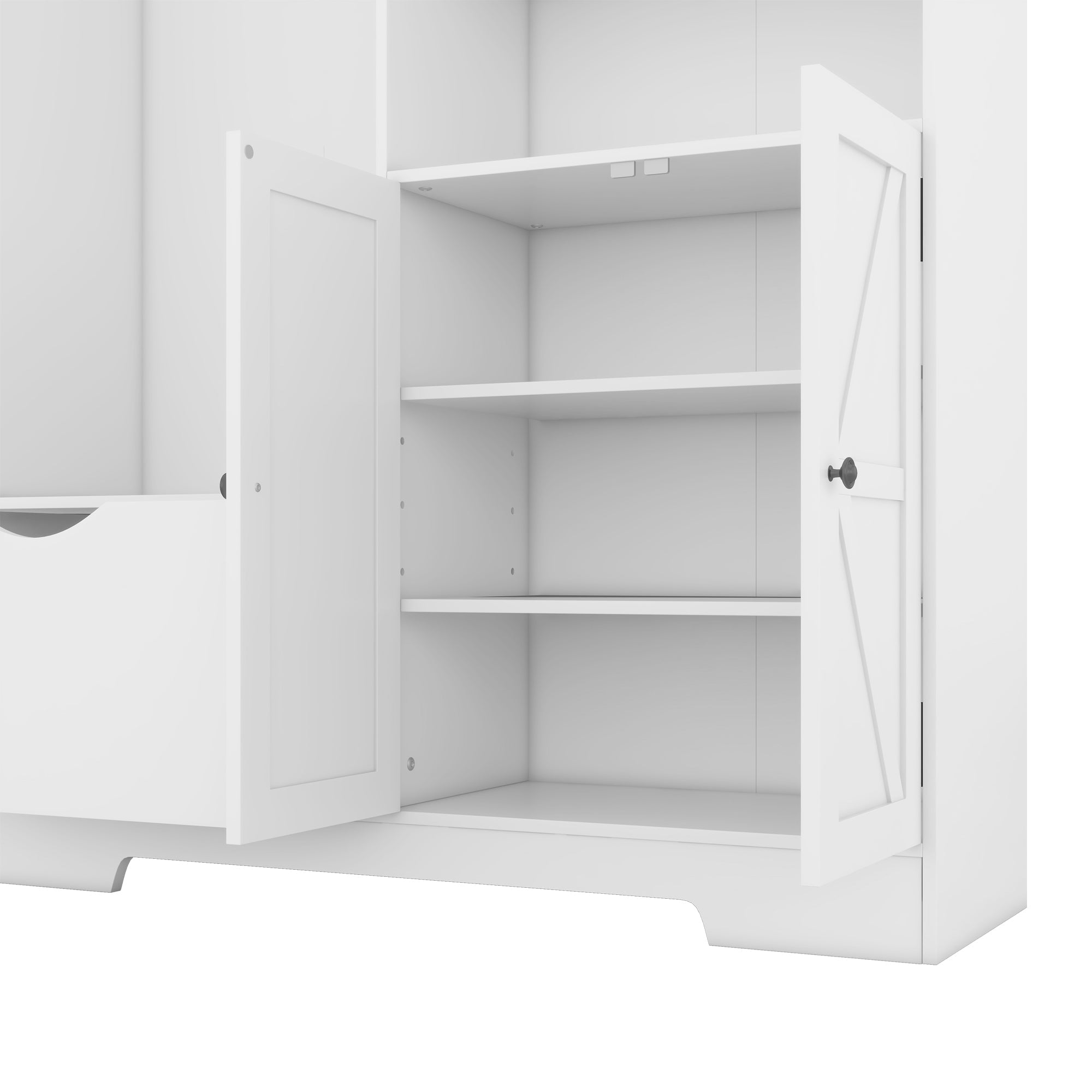 Modern Hall Tree with Storage Bench Shoe Cabinet White