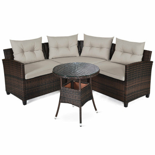 4-Piece Outdoor Wicker Patio Furniture Sofa Set