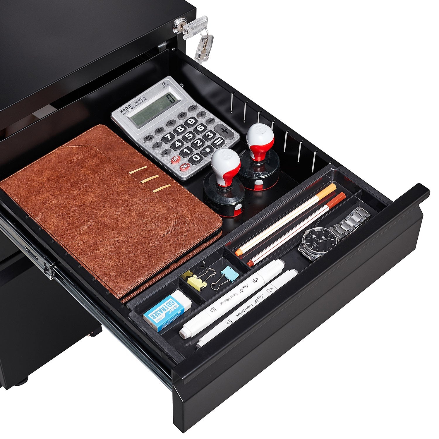 Three Drawer Mobile Metal Filing Cabinet with Lock Wheels