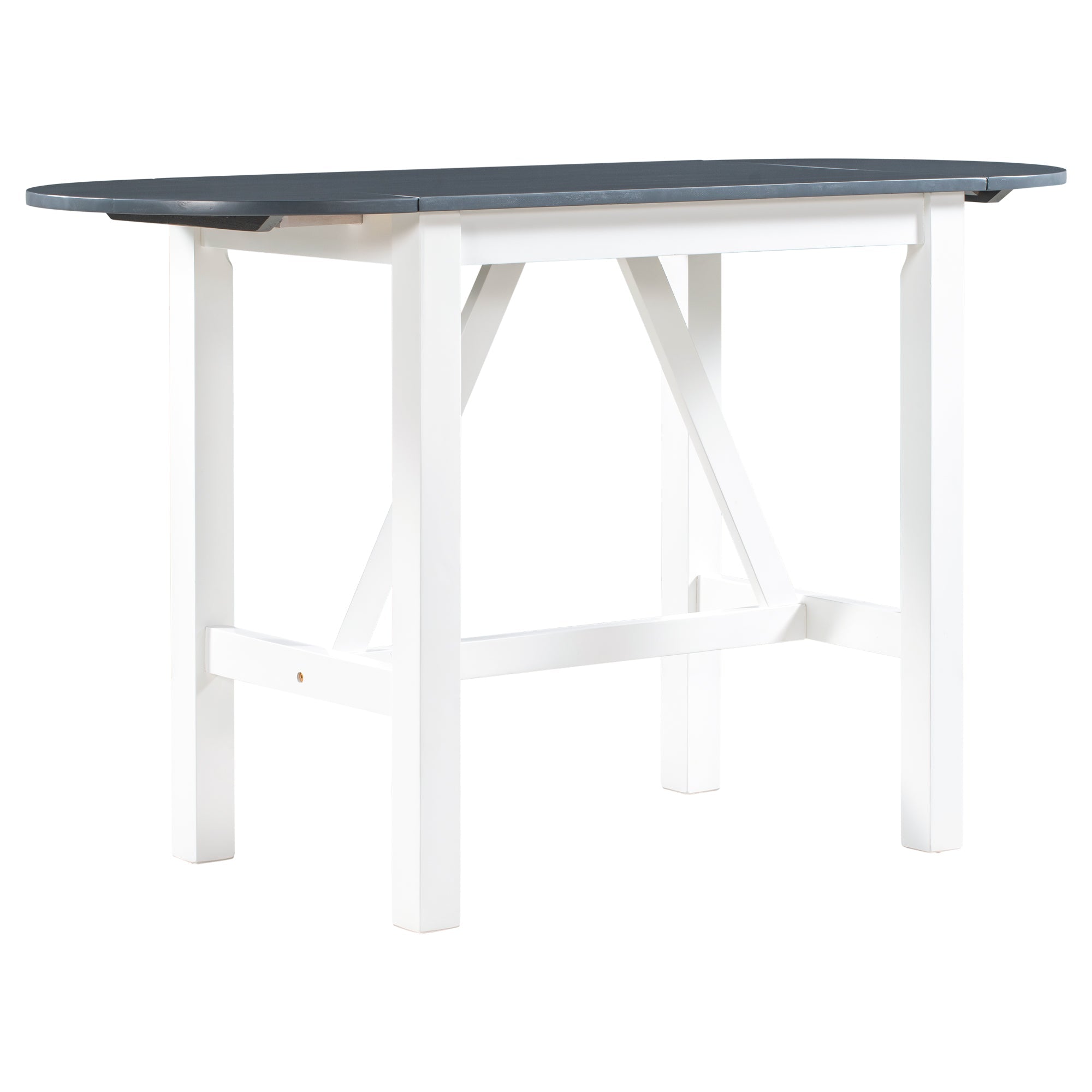3-Piece Drop Leaf Dining Table Set White Gray