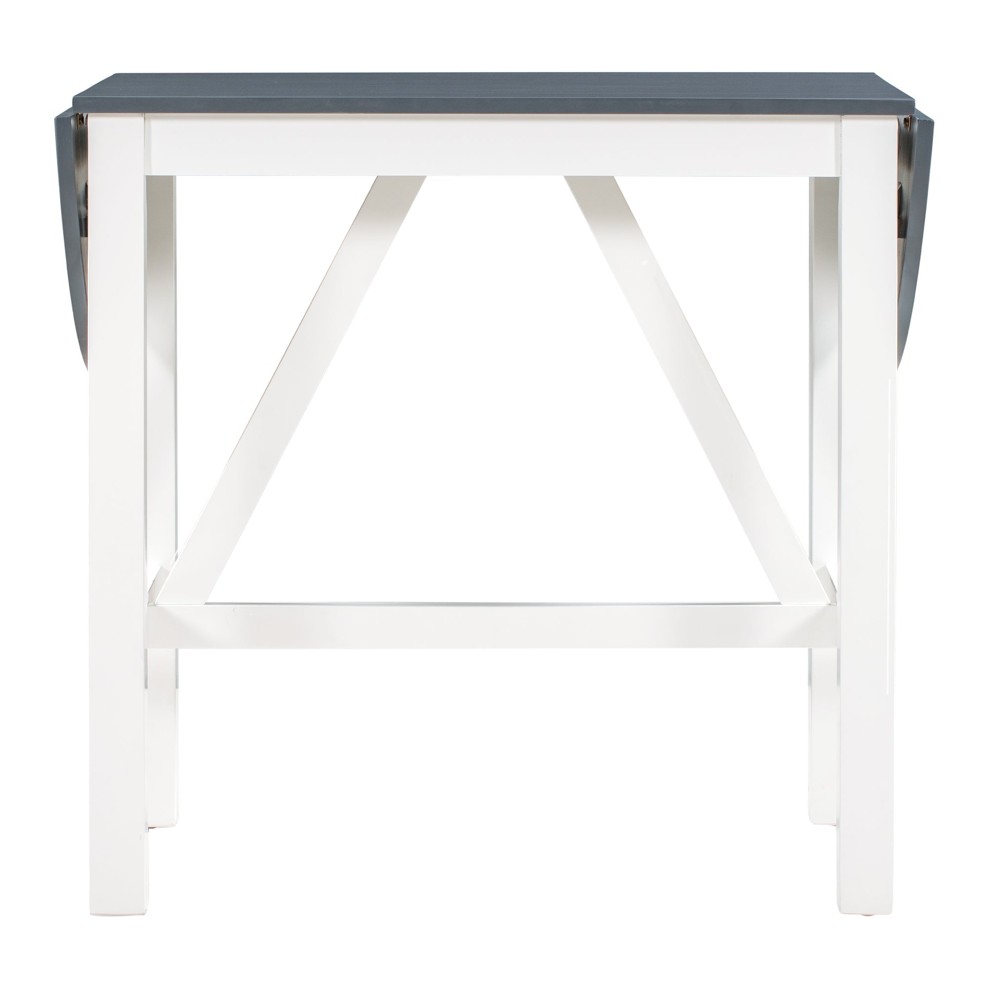 3-Piece Drop Leaf Dining Table Set White Gray