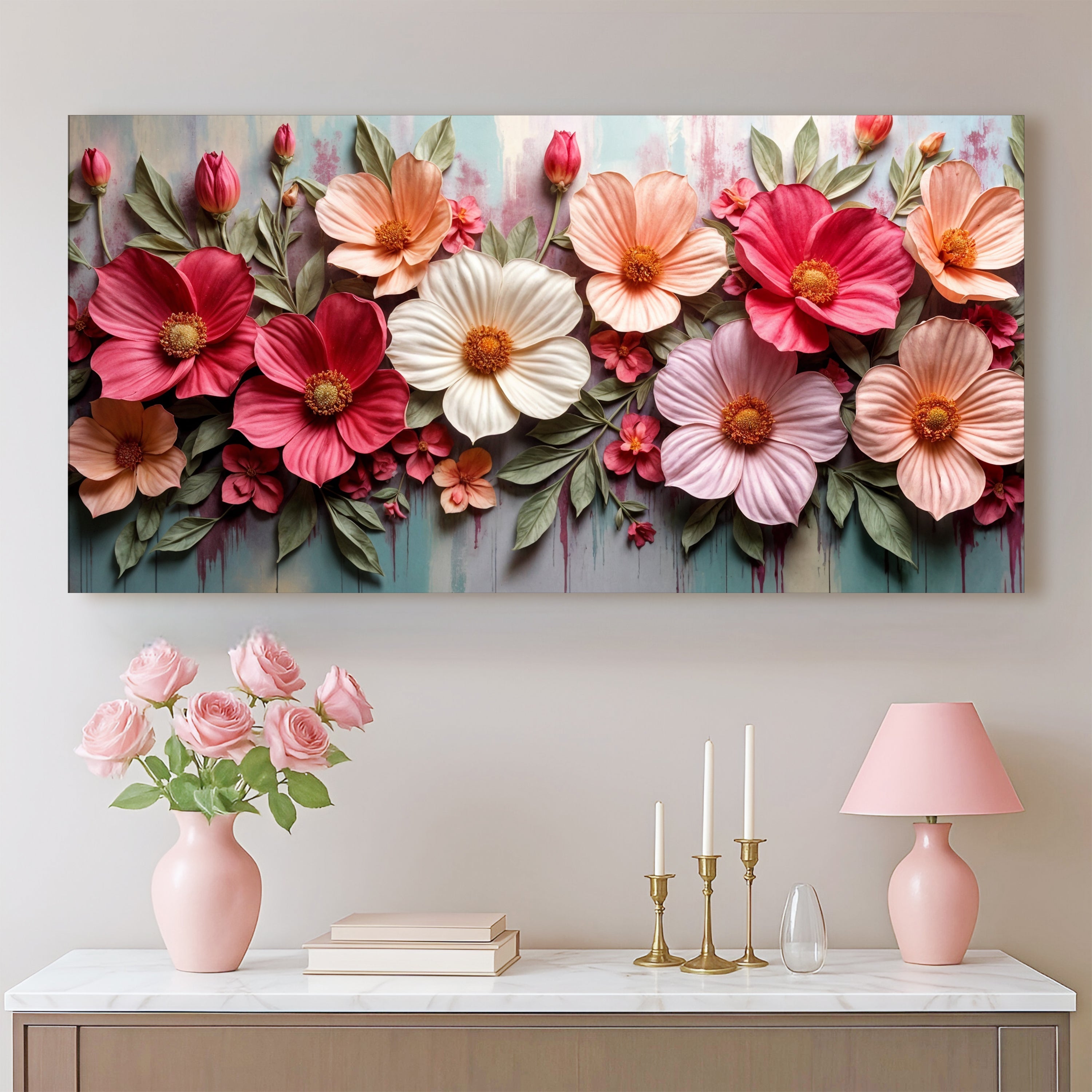 Colorful Realistic Floral Wall Art for Modern Home Decor
