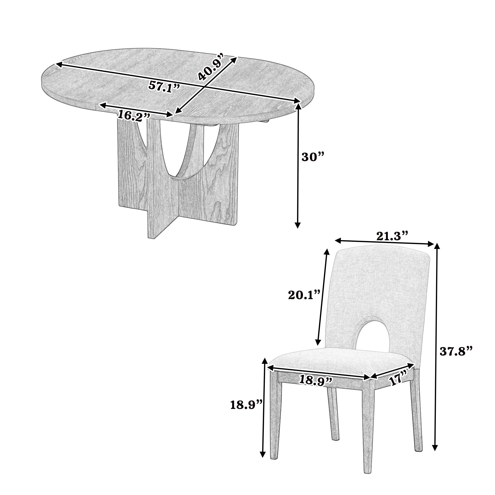 Modern 5-Piece Extendable Round Dining Table Set with 16.2inch Removable Leaf