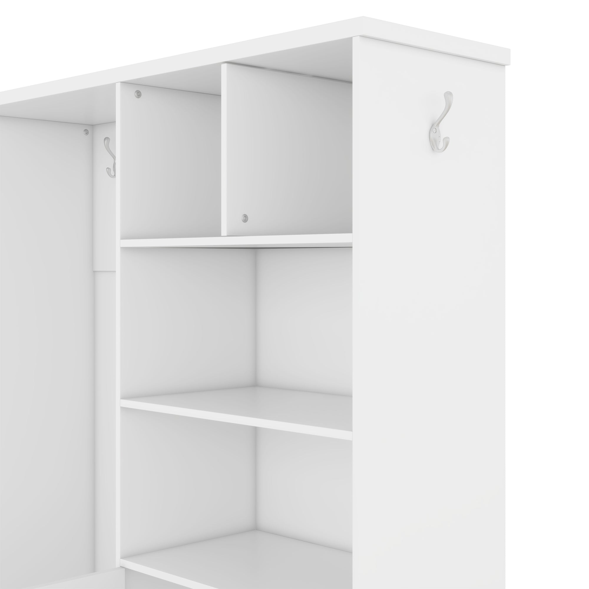 Modern Hall Tree with Storage Bench Shoe Cabinet White