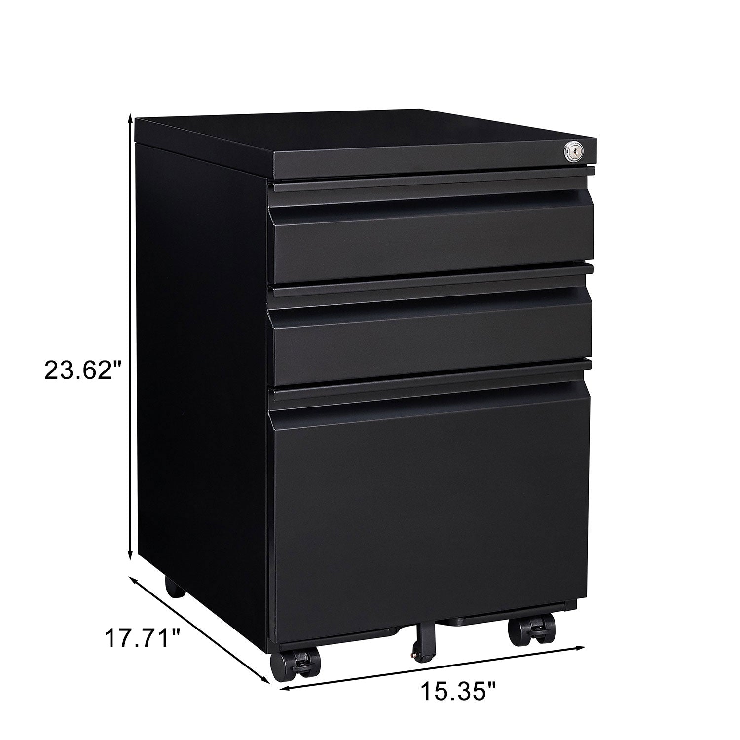 Three Drawer Mobile Metal Filing Cabinet with Lock Wheels