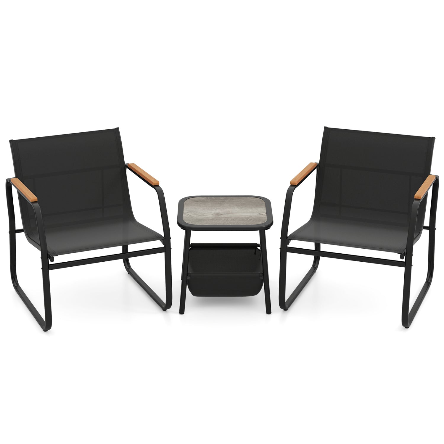 3-Piece Brown Patio Furniture Bistro Conversation Set Outdoor