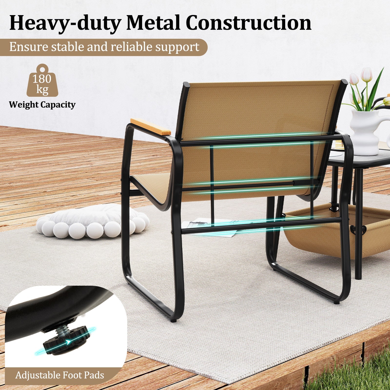 3-Piece Brown Patio Furniture Bistro Conversation Set Outdoor