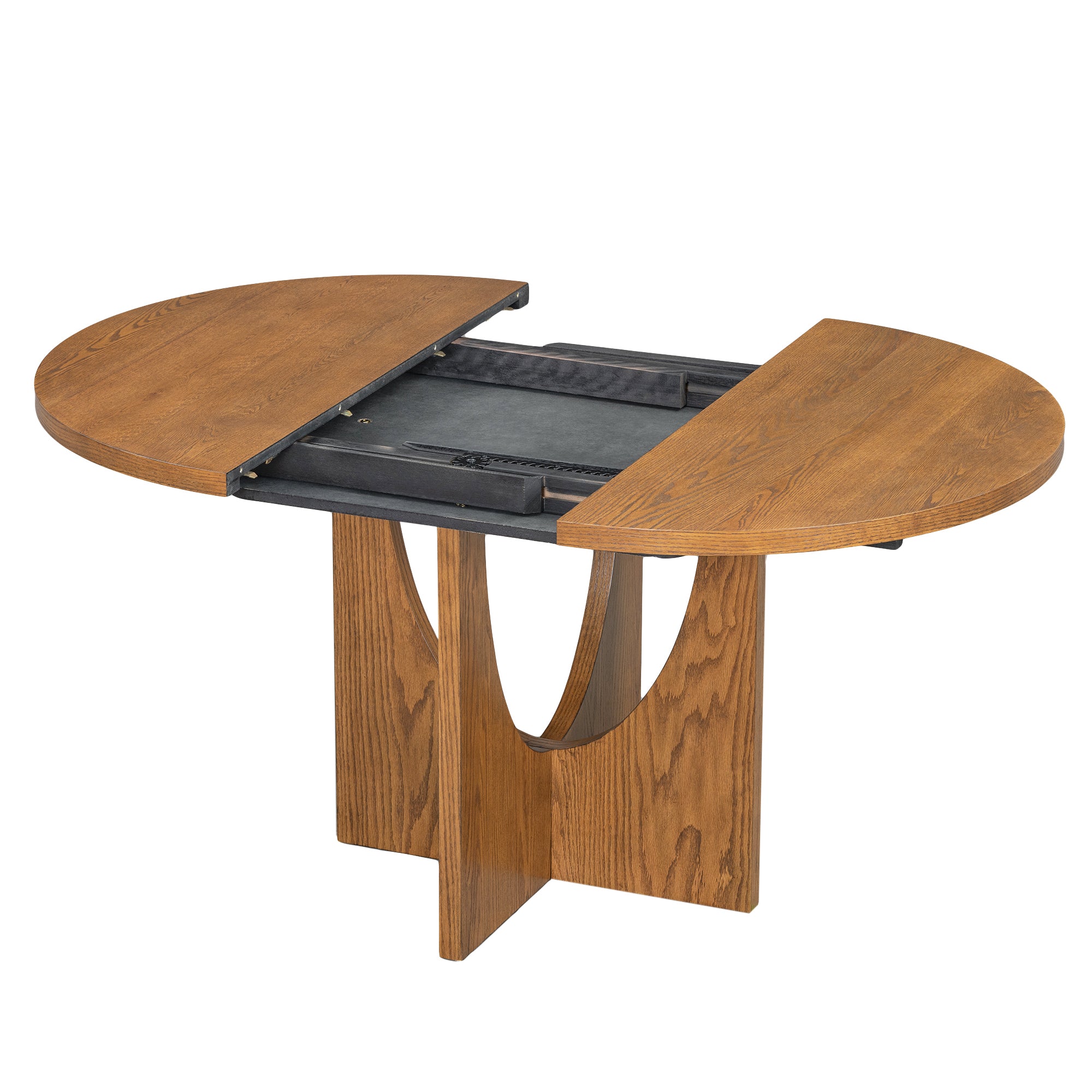 Modern 5-Piece Extendable Round Dining Table Set with 16.2inch Removable Leaf