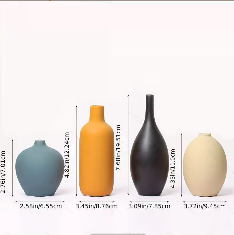 Three-Piece Ceramic Vase Set Modern Home Floral Decoration