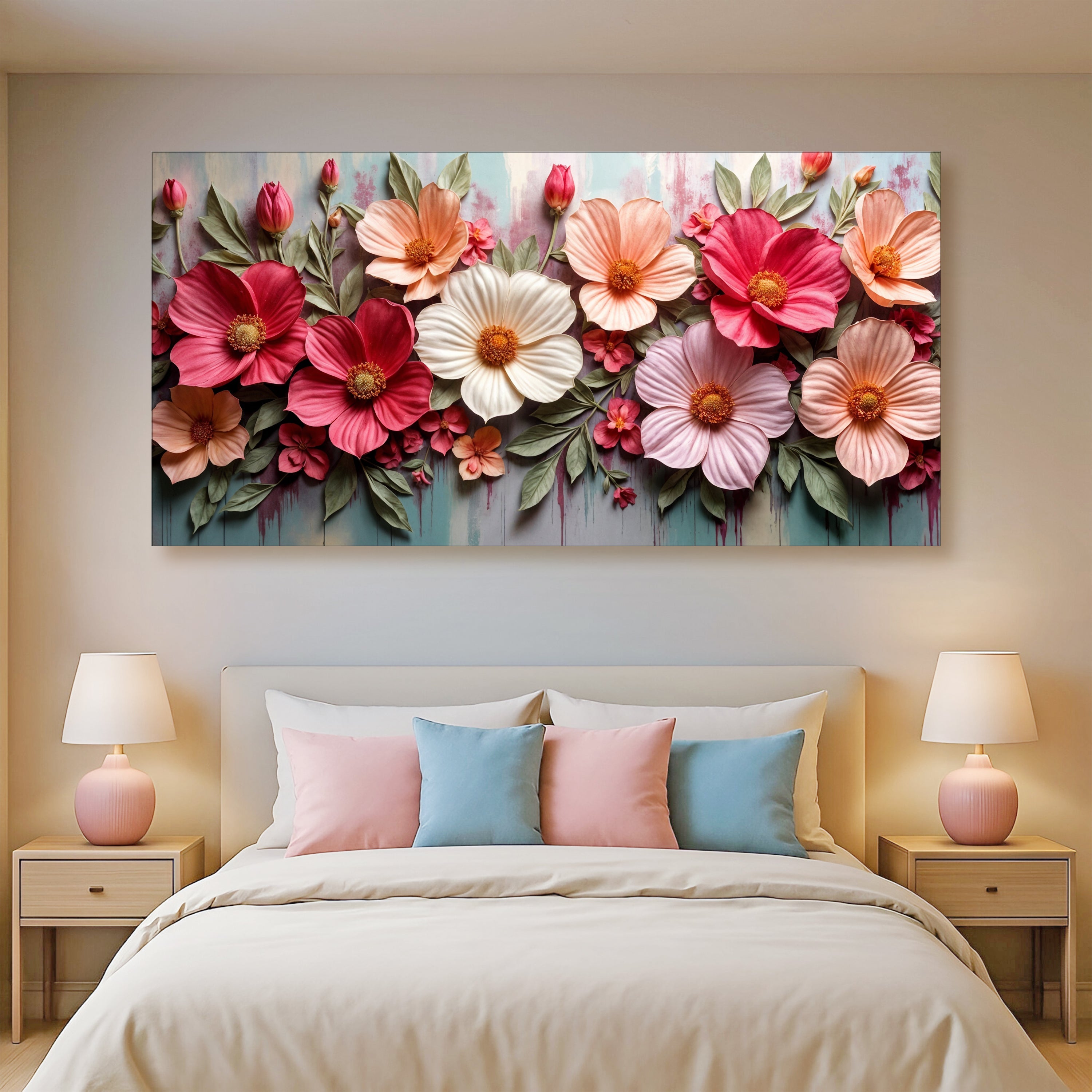 Colorful Realistic Floral Wall Art for Modern Home Decor