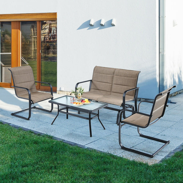 4-Piece Outdoor Patio Furniture Set with Glider Loveseat
