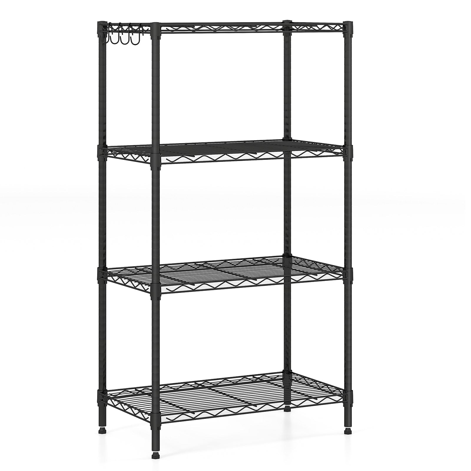 4-Tier Black Metal Storage Shelving Unit Heavy Duty Rack
