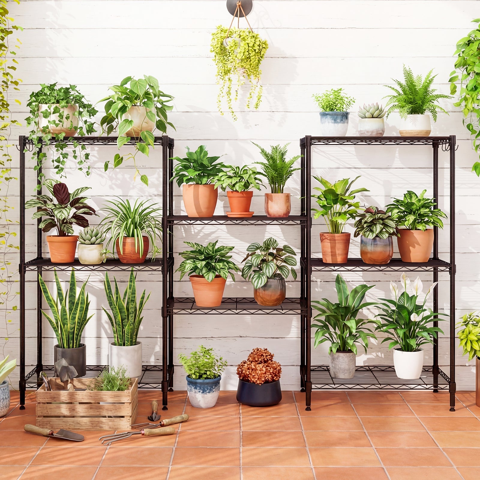 4-Tier Black Metal Storage Shelving Unit Heavy Duty Rack