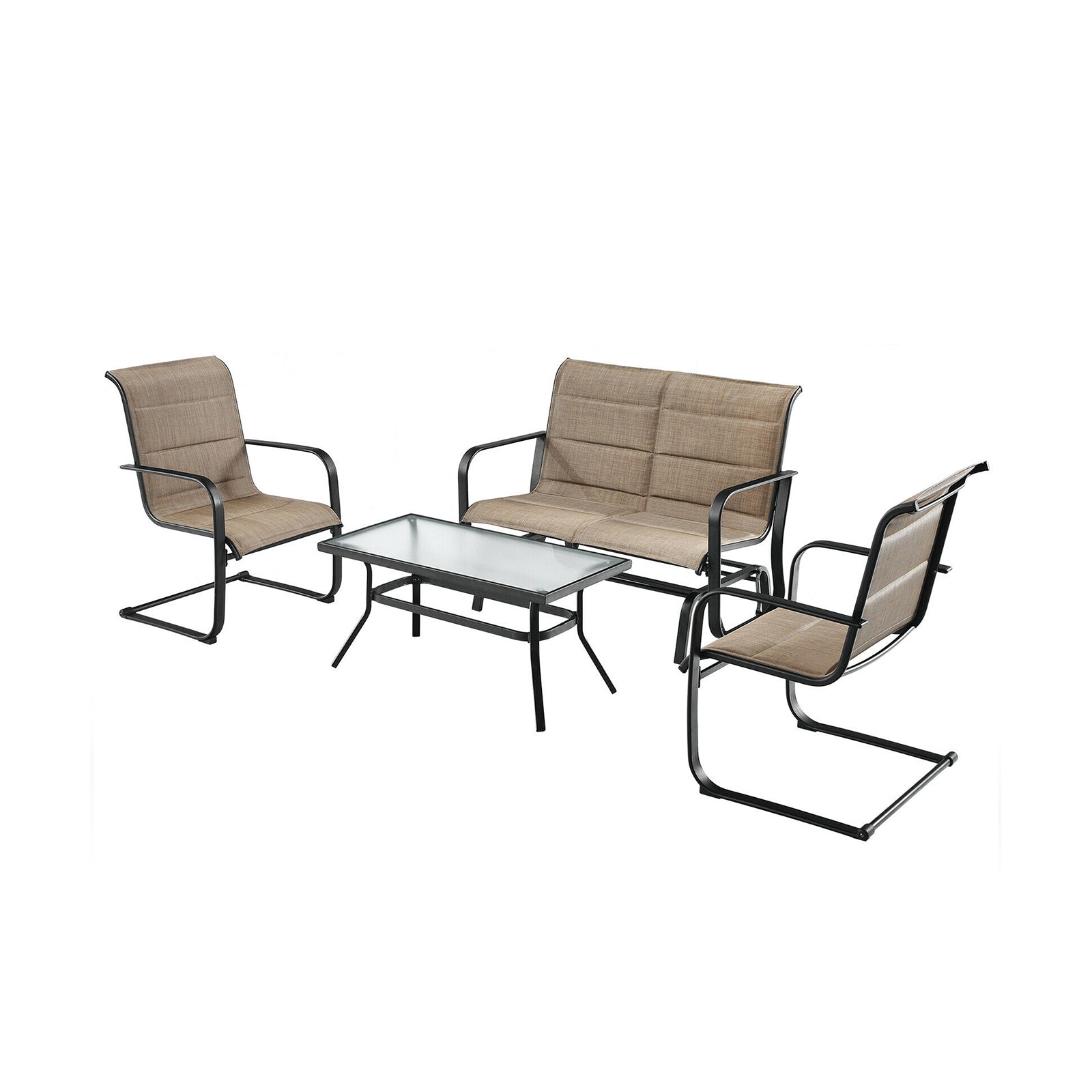4-Piece Outdoor Patio Furniture Set with Glider Loveseat