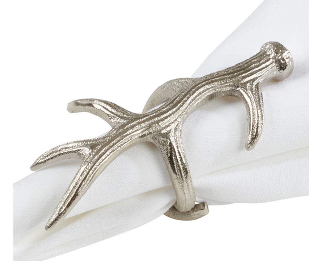 Rustic Antler Aluminum Napkin Rings Set of Four