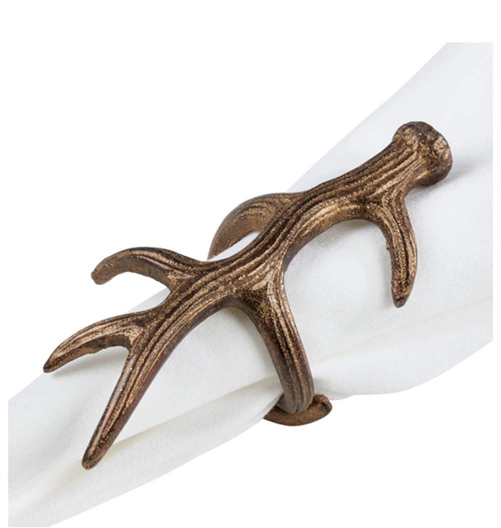 Rustic Antler Aluminum Napkin Rings Set of Four