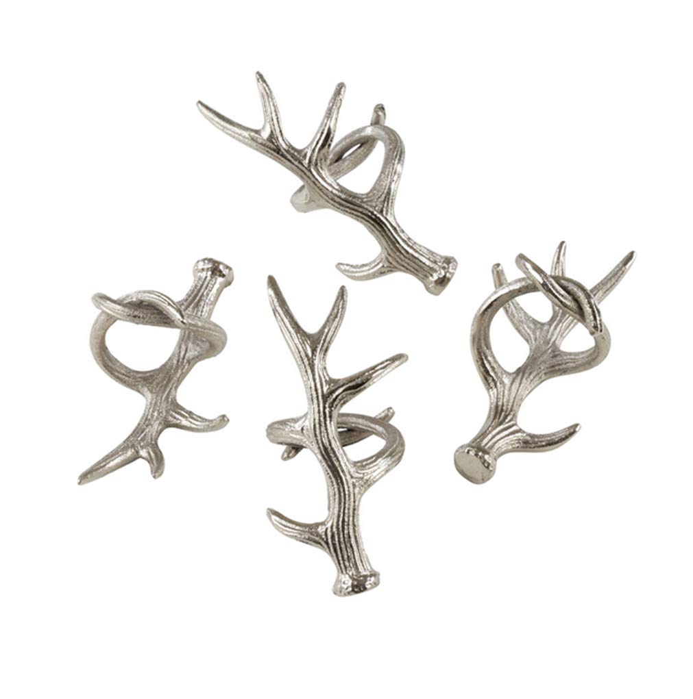 Rustic Antler Aluminum Napkin Rings Set of Four