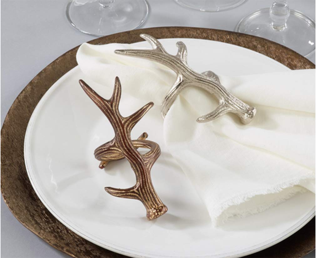 Rustic Antler Aluminum Napkin Rings Set of Four