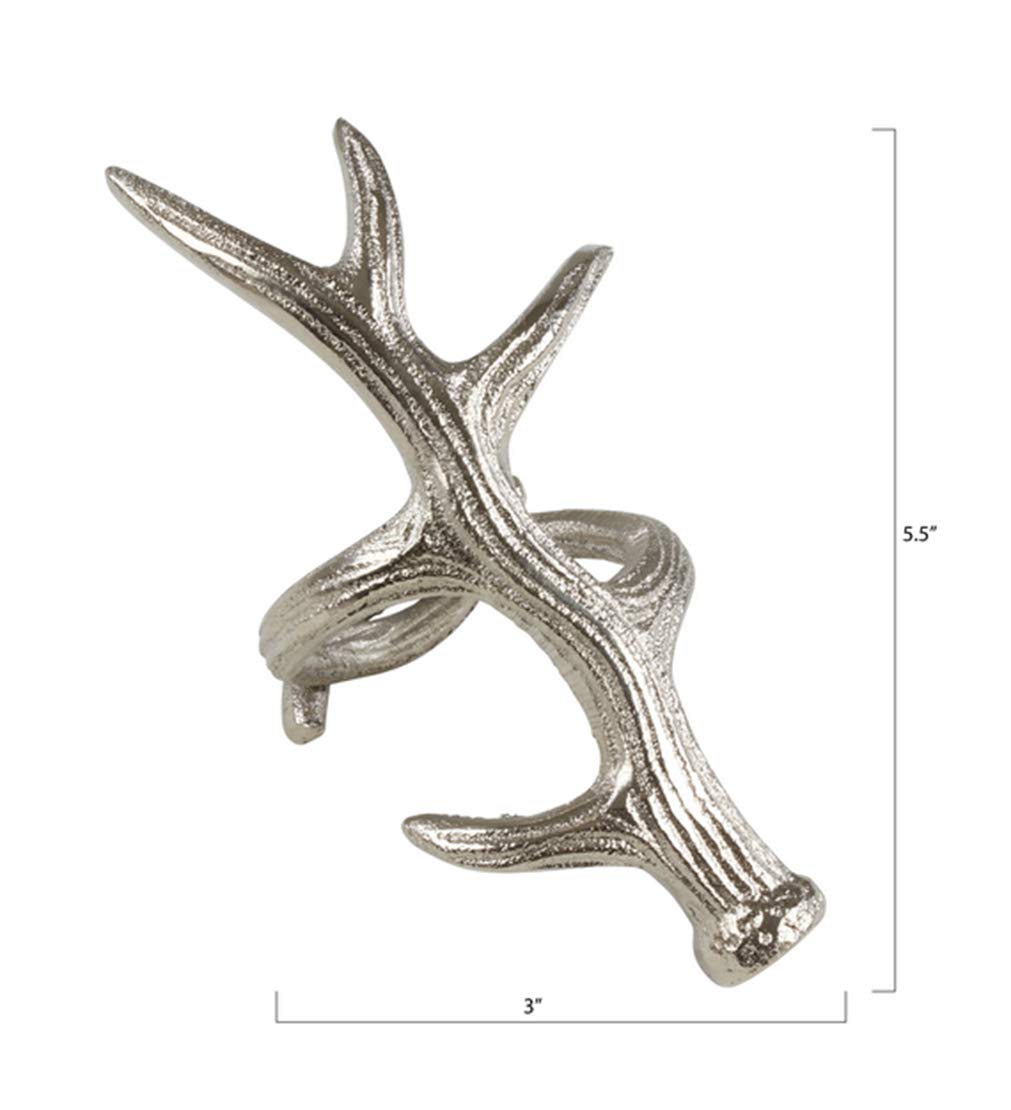 Rustic Antler Aluminum Napkin Rings Set of Four