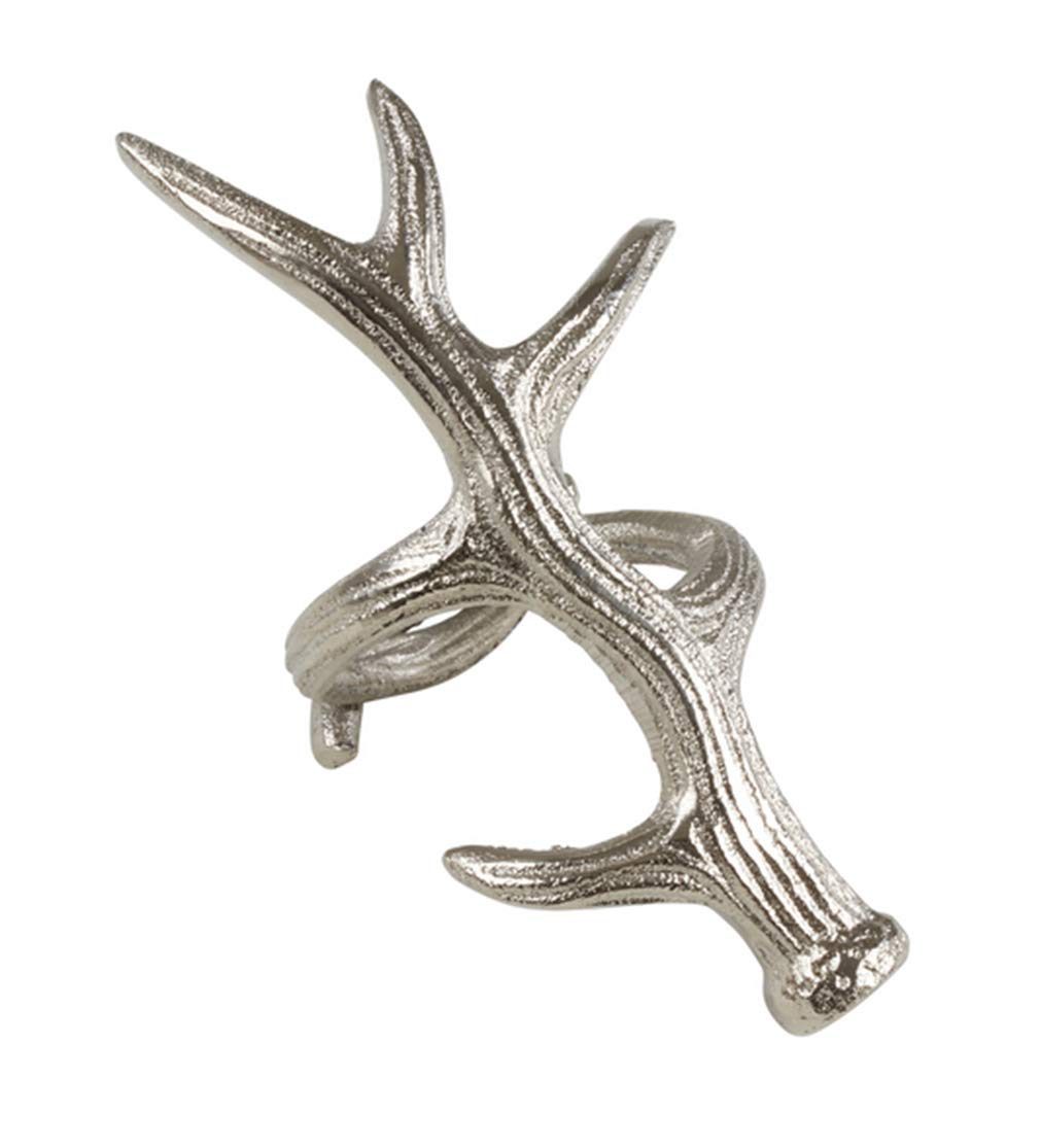 Rustic Antler Aluminum Napkin Rings Set of Four
