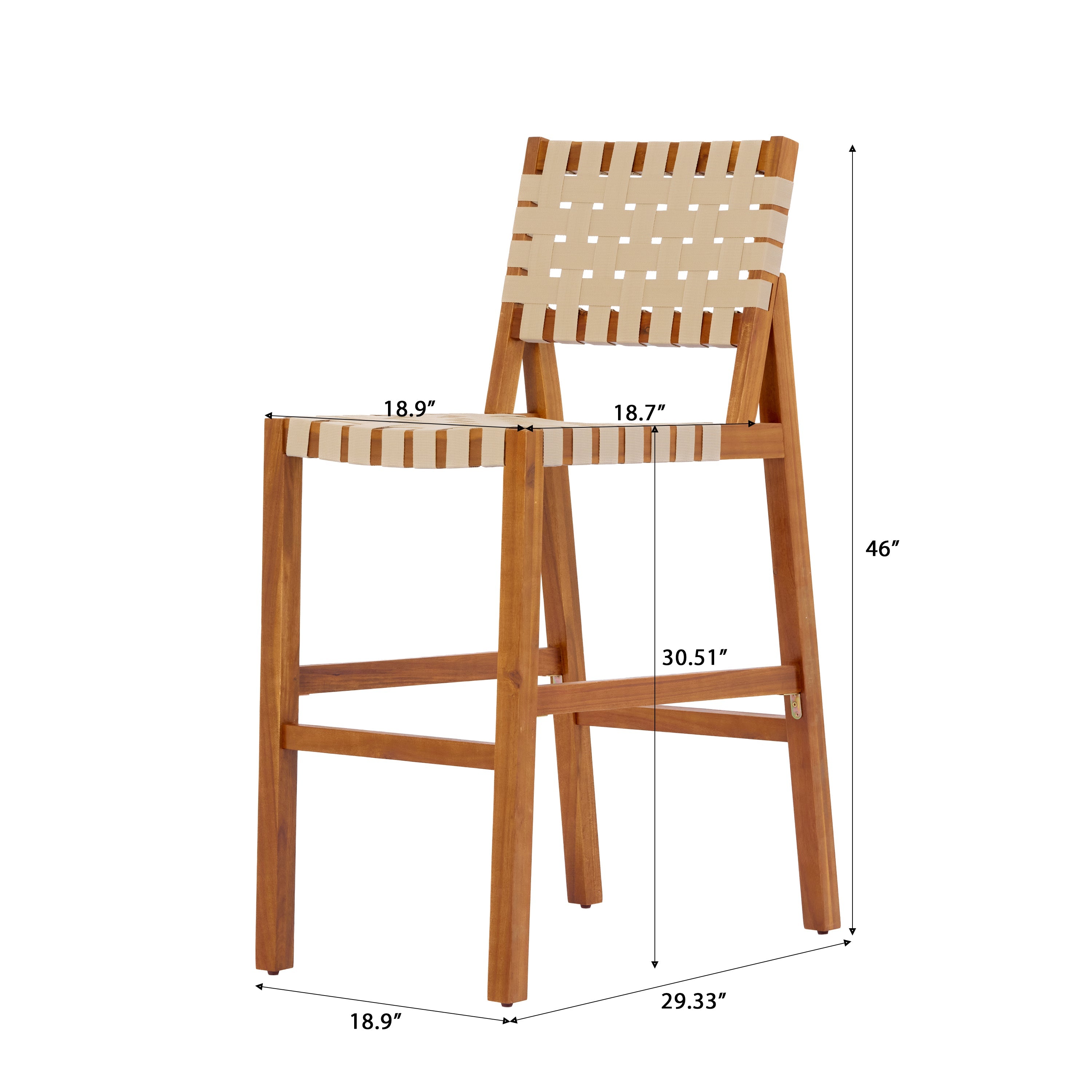 30.5 Inch Outdoor Acacia Wood Patio Furniture Set