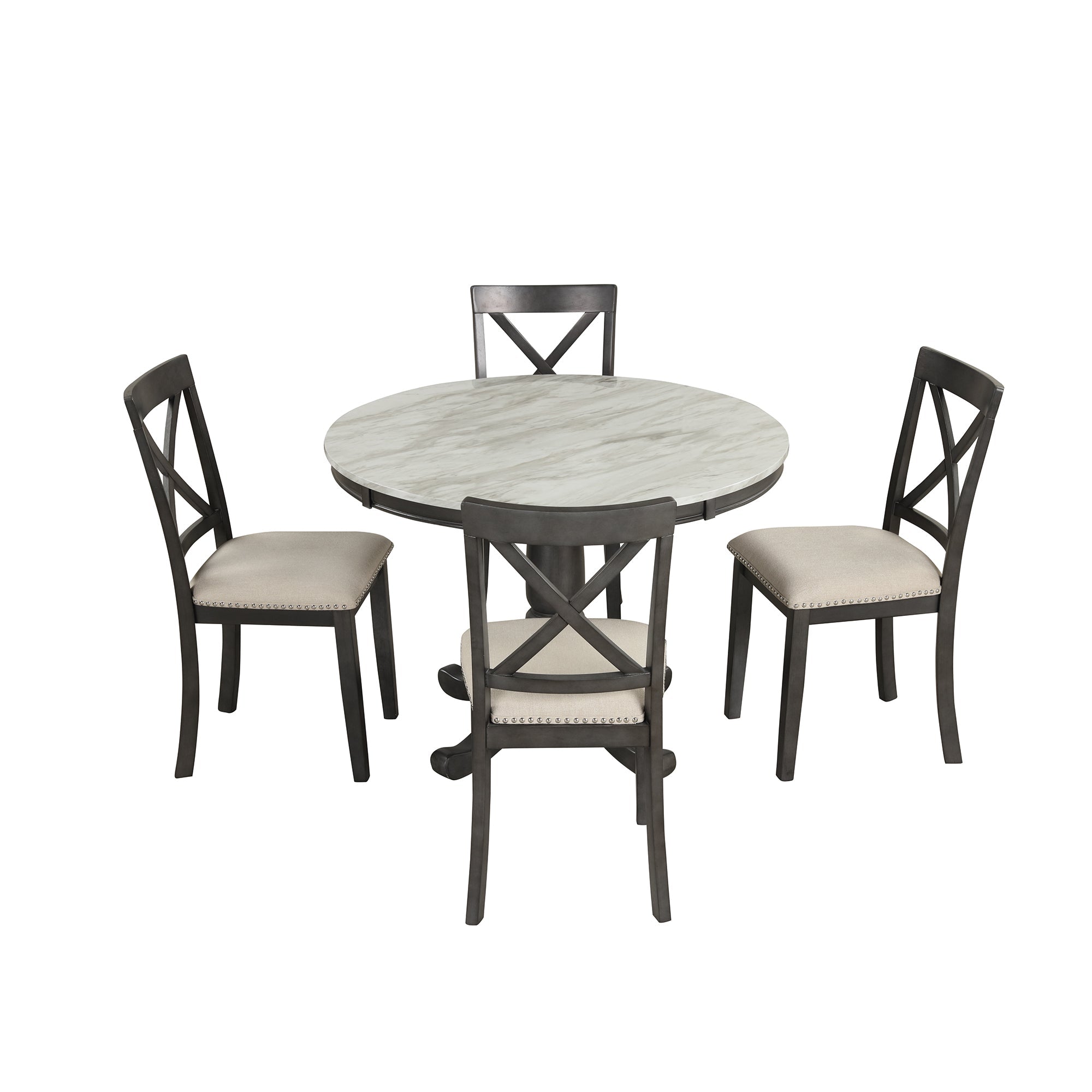 5-Piece Solid Wood Dining Table Chair Set
