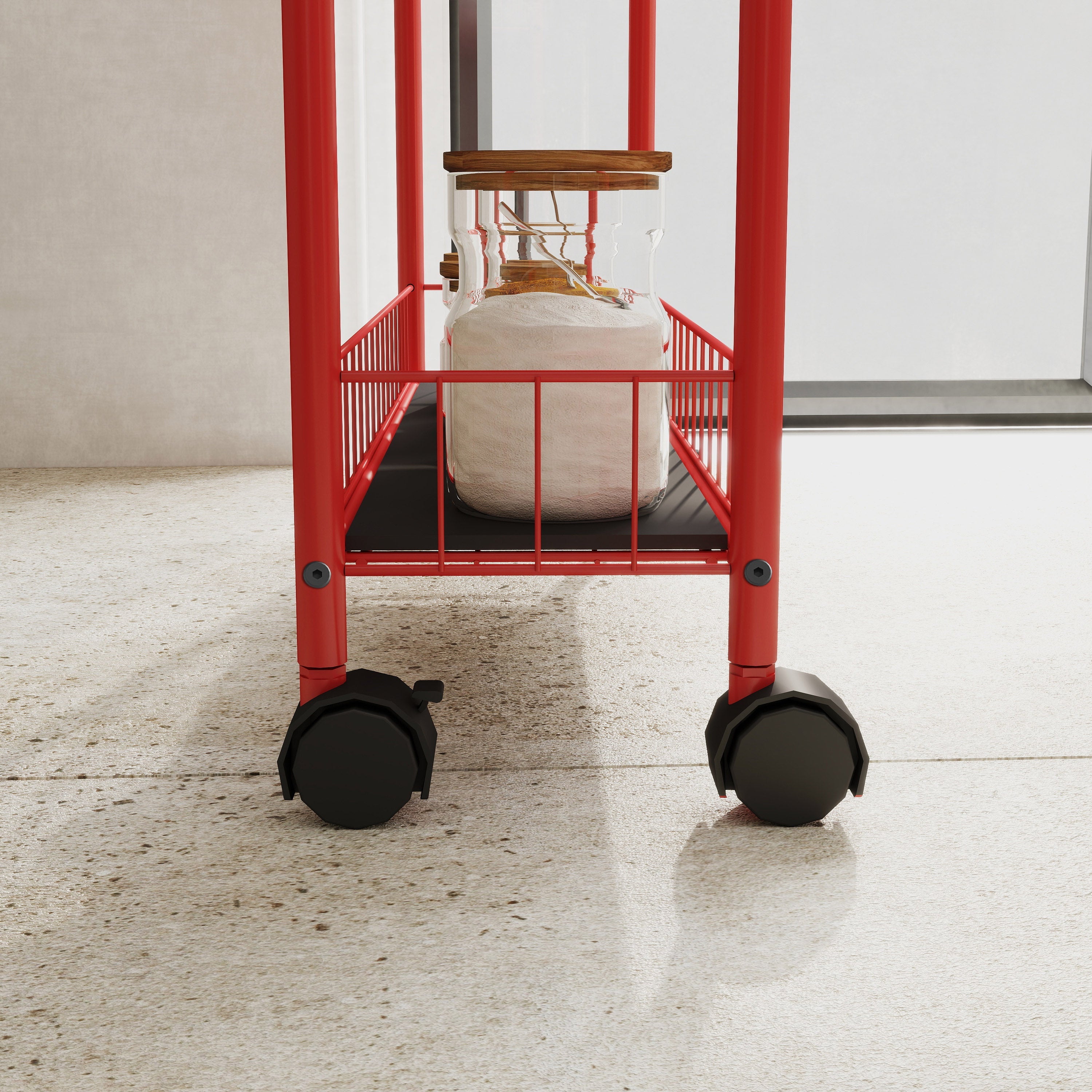 Red 6-Tier Rolling Storage Cart with Slim Design Wheels