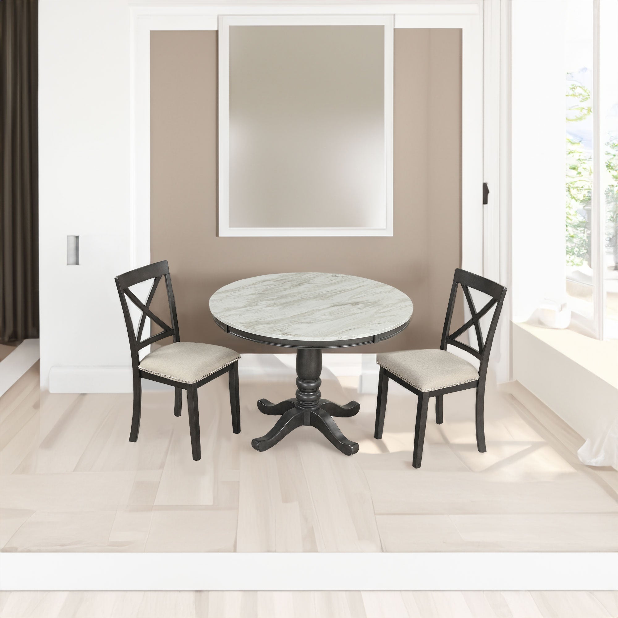 5-Piece Solid Wood Dining Table Chair Set