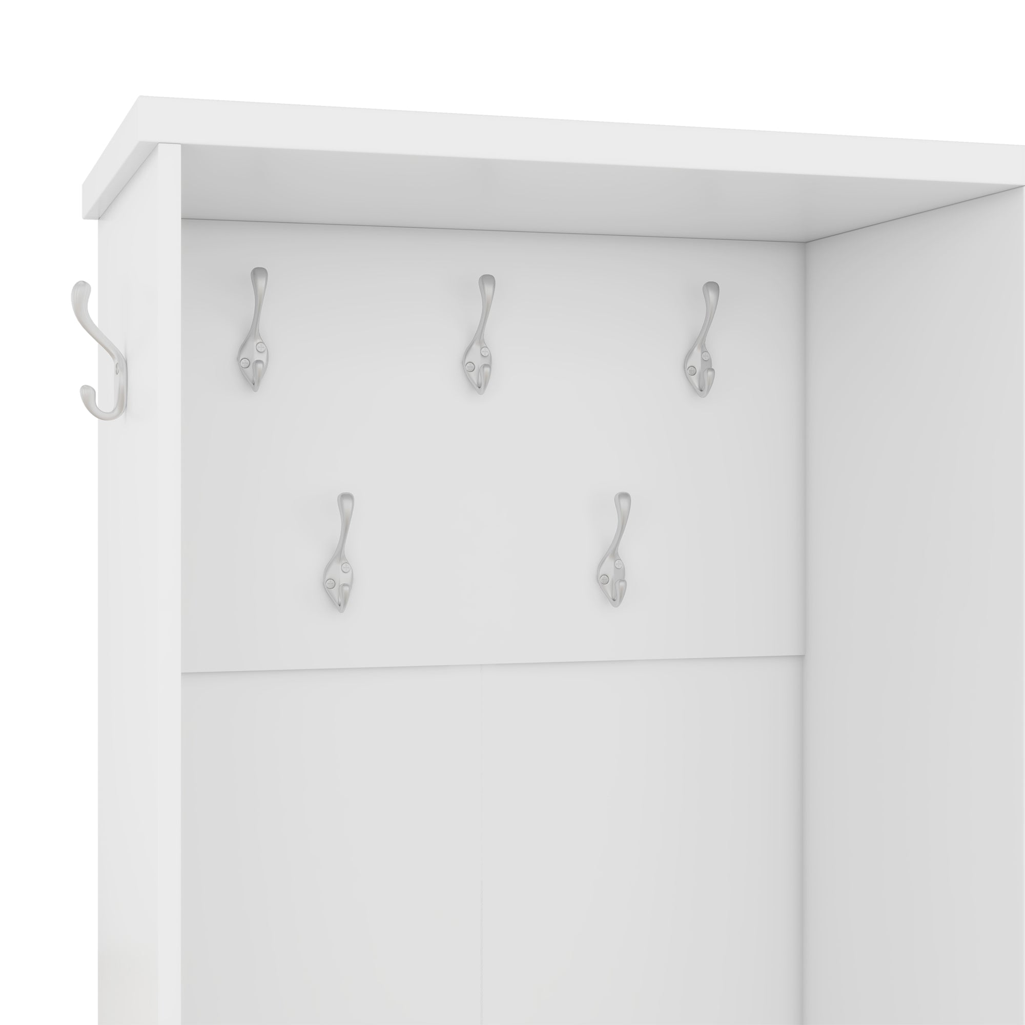 Modern Hall Tree with Storage Bench Shoe Cabinet White