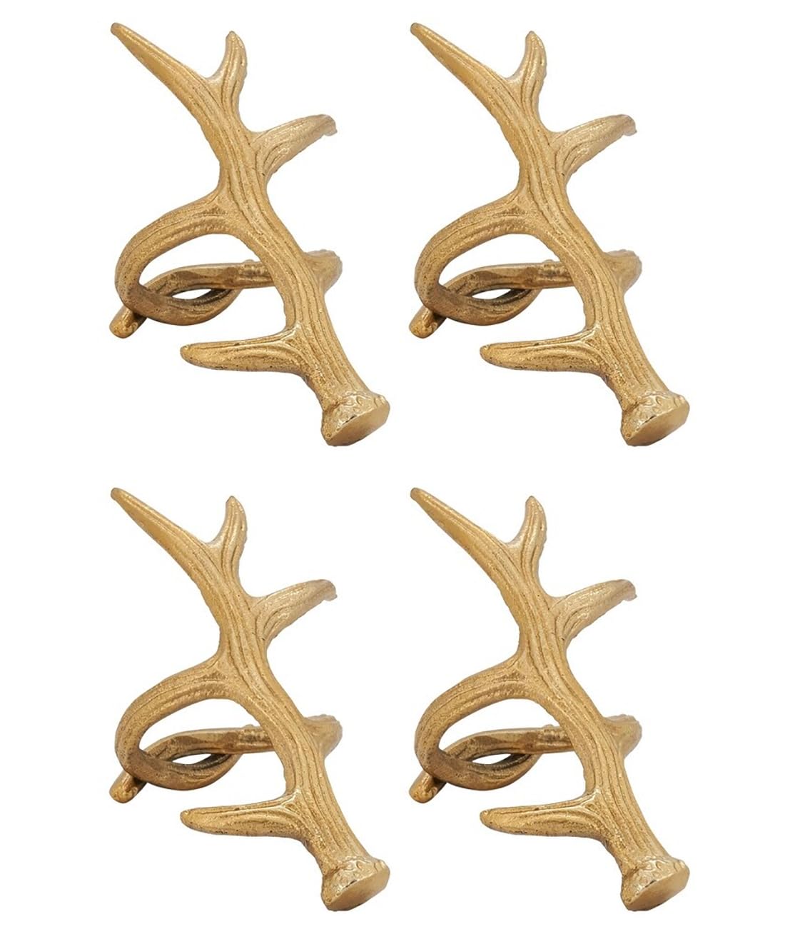 Rustic Antler Aluminum Napkin Rings Set of Four