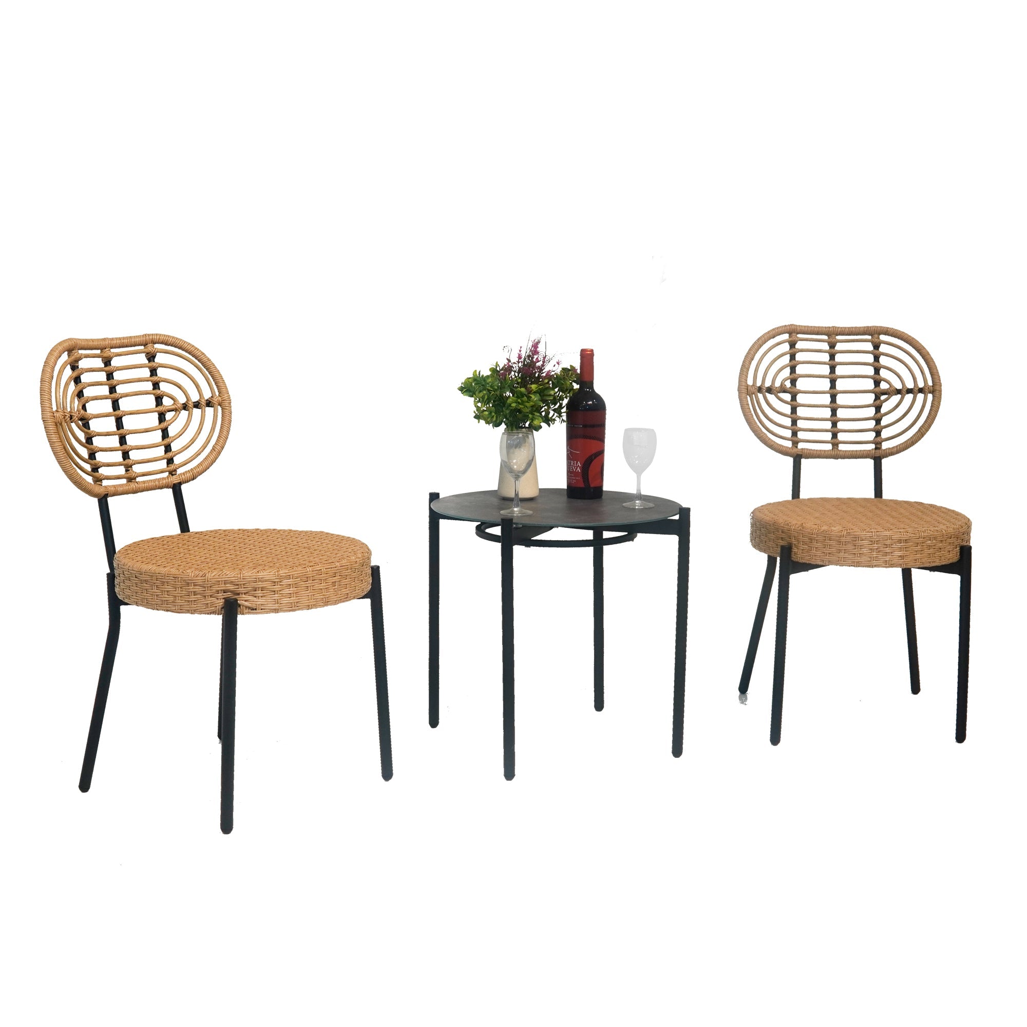 3-Piece Luxury Outdoor Wicker Patio Bistro Furniture Set
