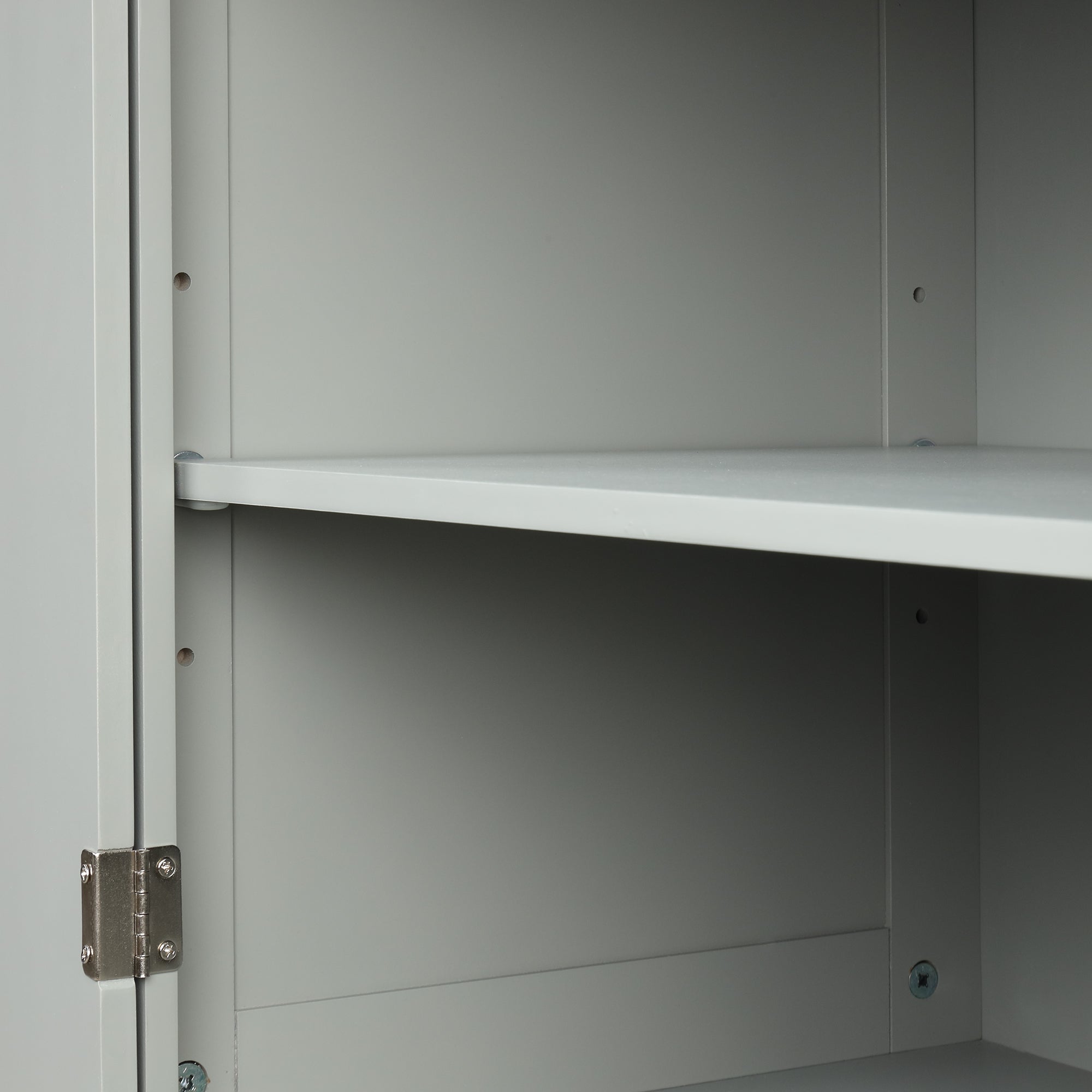Tall Grey Bathroom Storage Cabinet with Adjustable Shelves Drawers