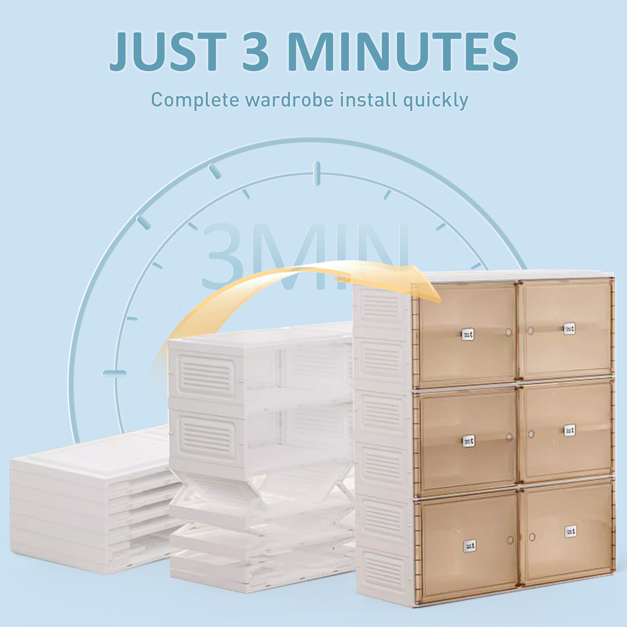 Portable Stackable Shoe Cabinet with Doors Storage Shelves Organizer
