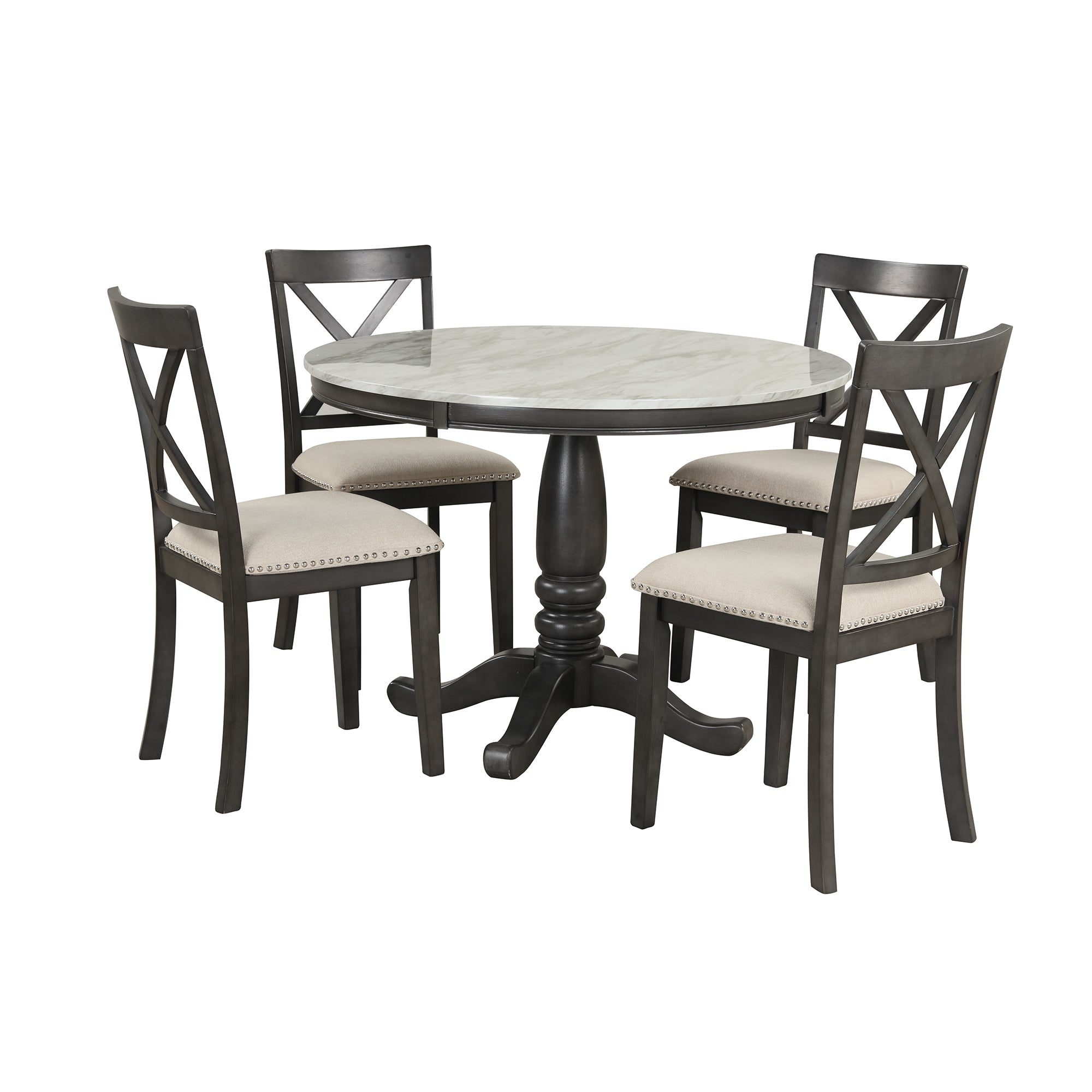 5-Piece Solid Wood Dining Table Chair Set