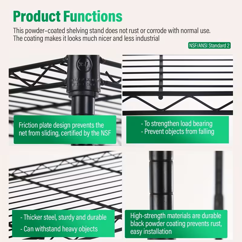 Adjustable Wire Shelving Rack Multi-Tier Storage Shelf Unit