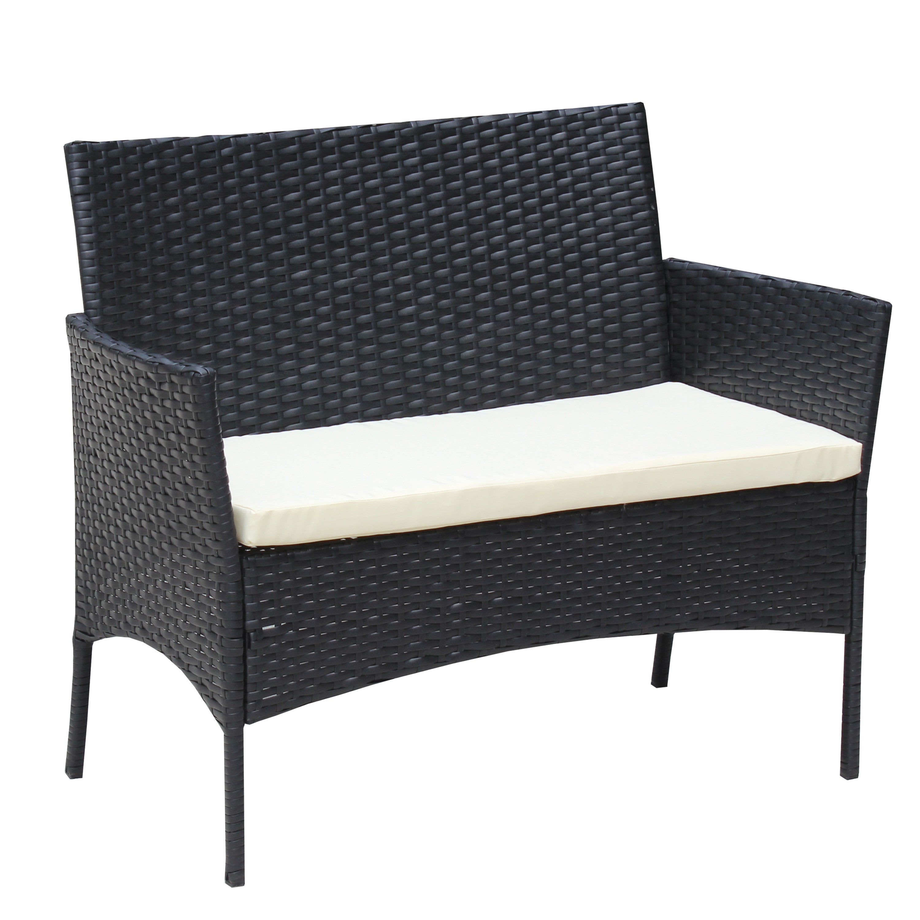 4-Piece Rattan Patio Furniture Set with Cushioned Wicker Sofa