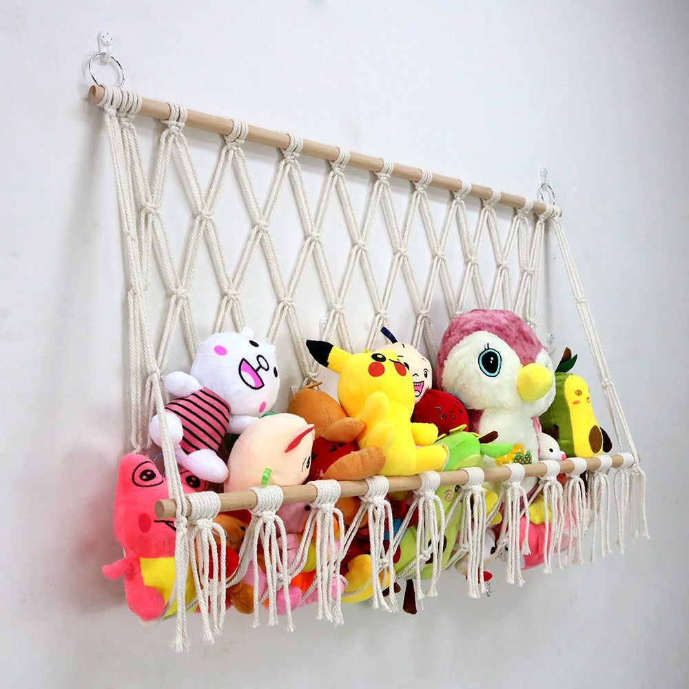 Cotton Rope Woven Wall Hanging Toy Storage Hammock Decor