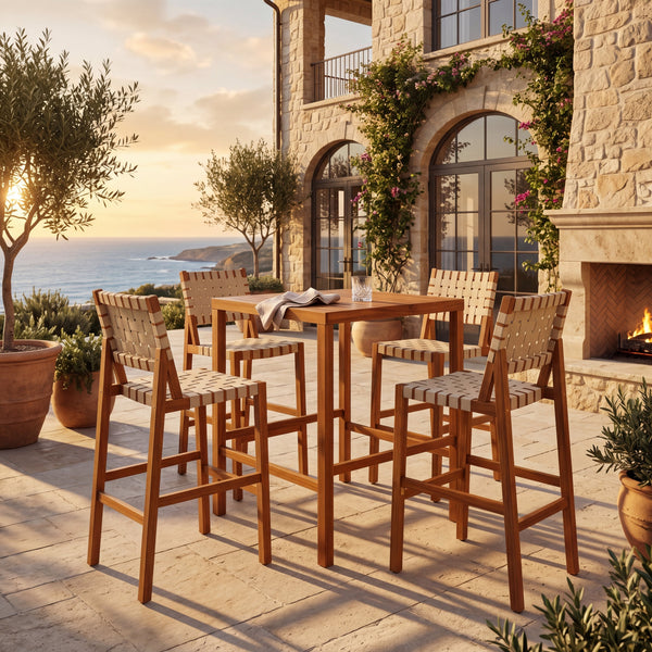 30.5 Inch Outdoor Acacia Wood Patio Furniture Set
