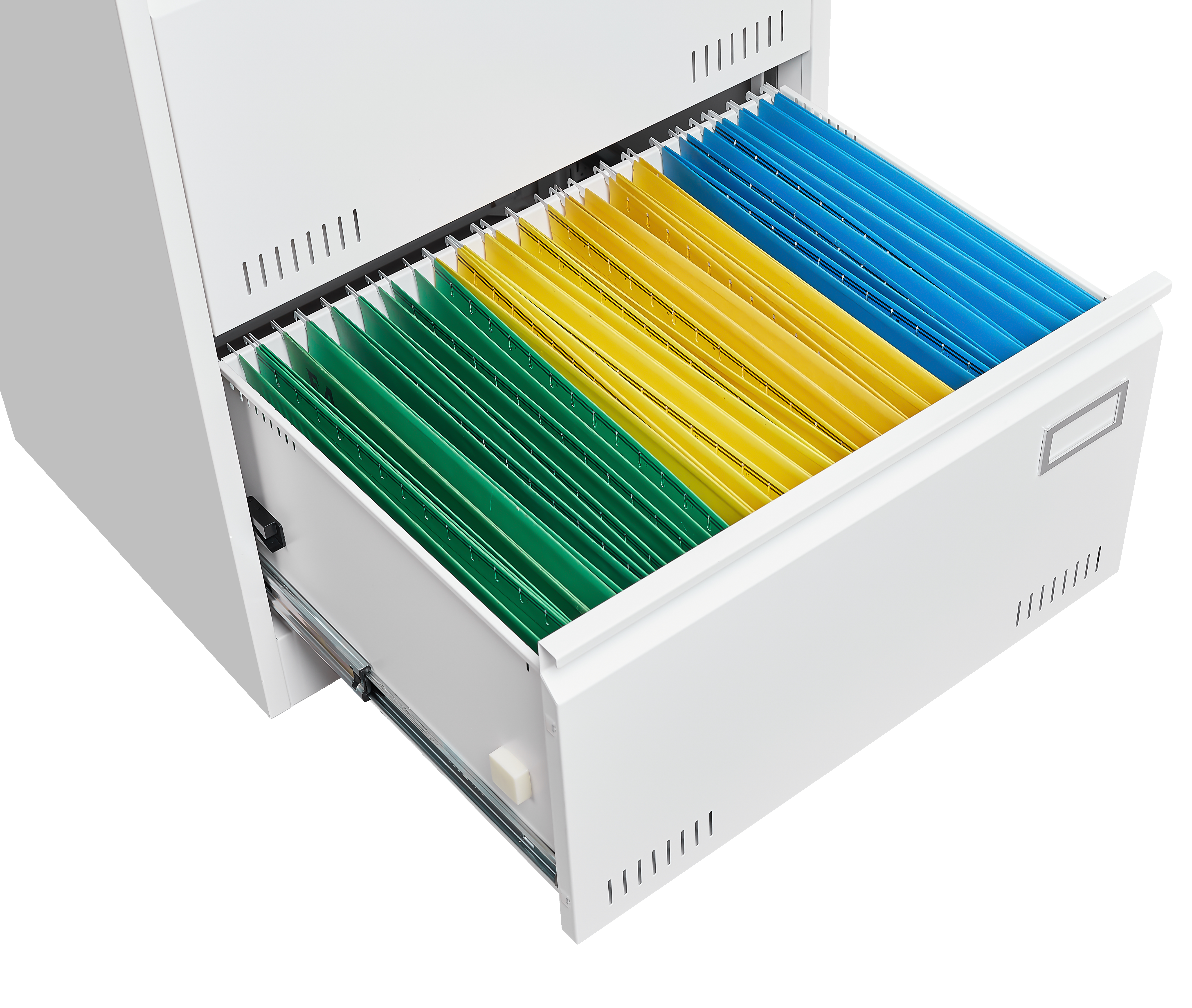 White 3 Drawer Lateral Filing Cabinet with Lock