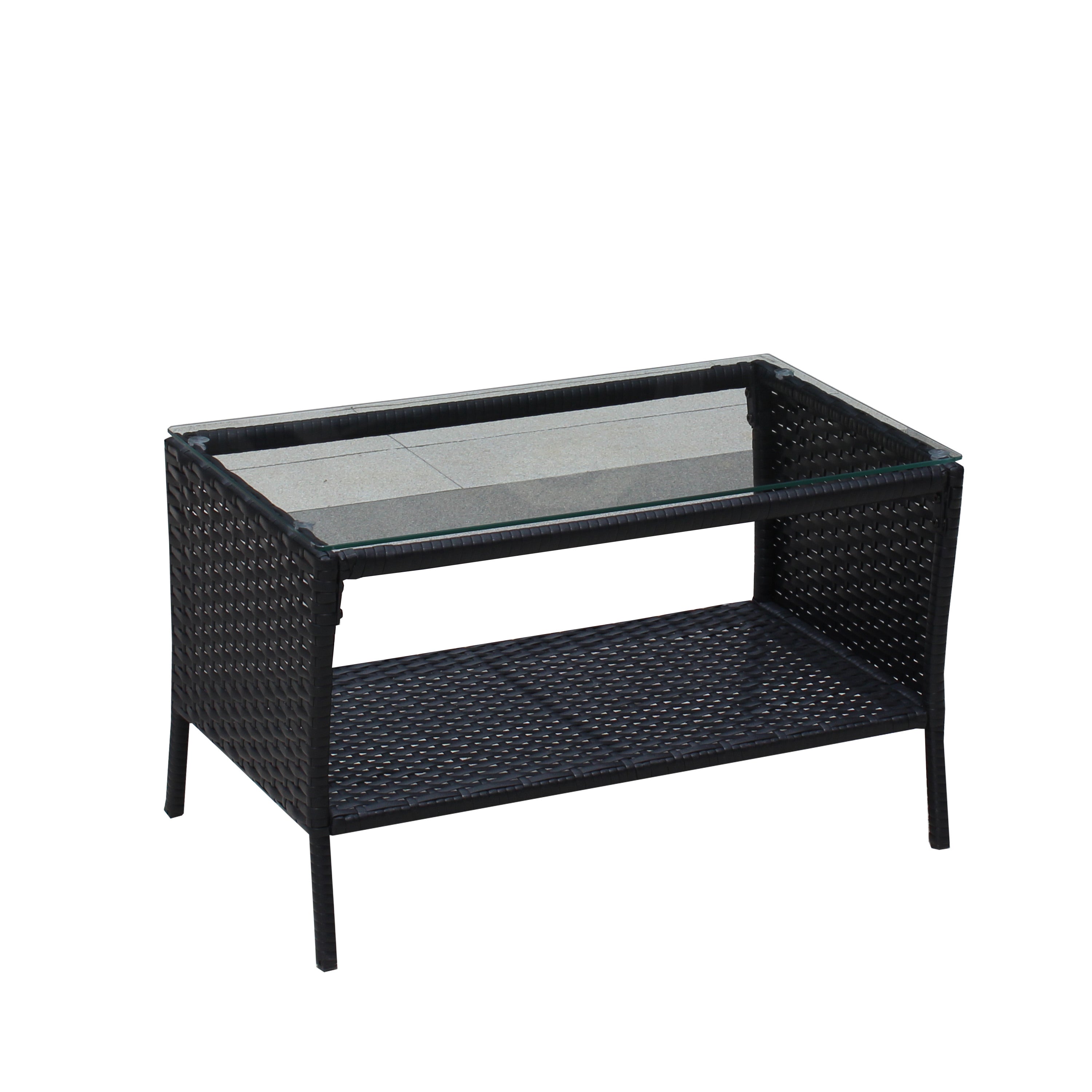 4-Piece Rattan Patio Furniture Set with Cushioned Wicker Sofa
