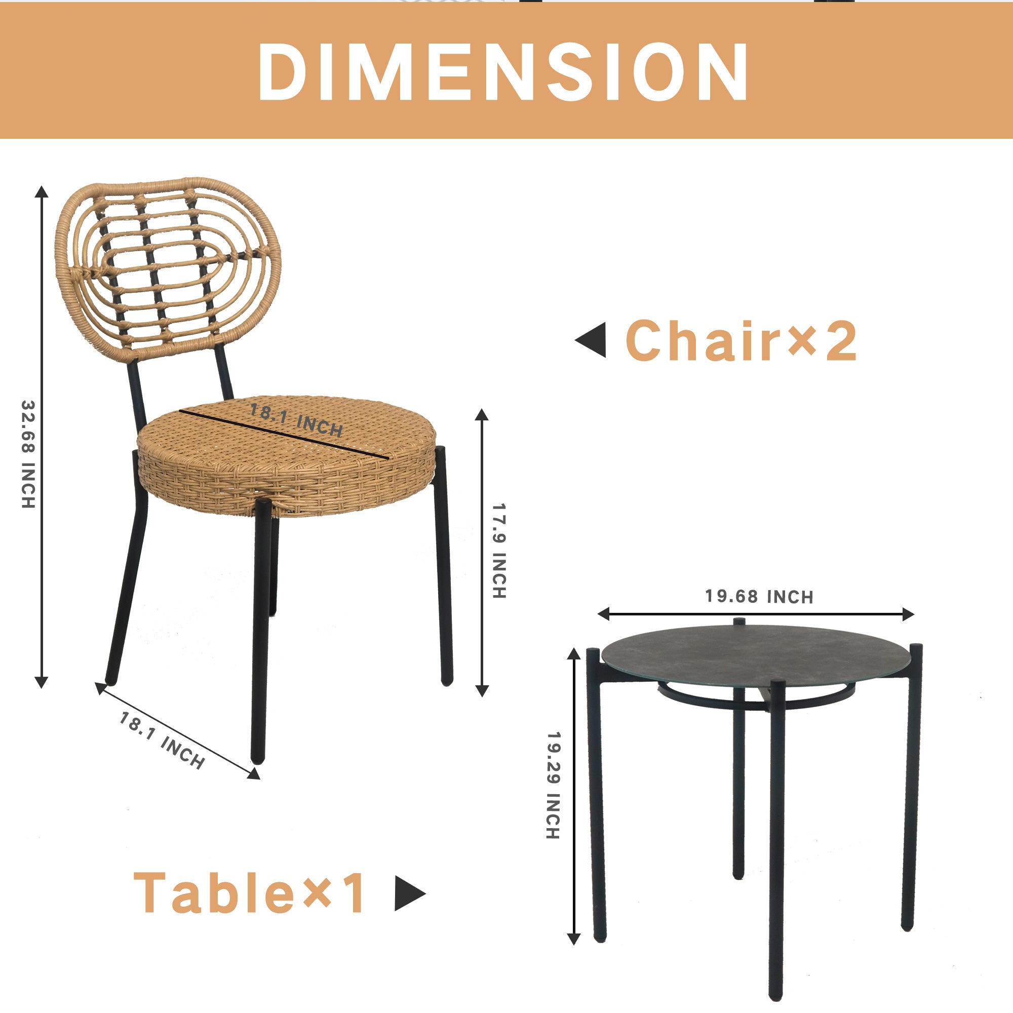 3-Piece Luxury Outdoor Wicker Patio Bistro Furniture Set