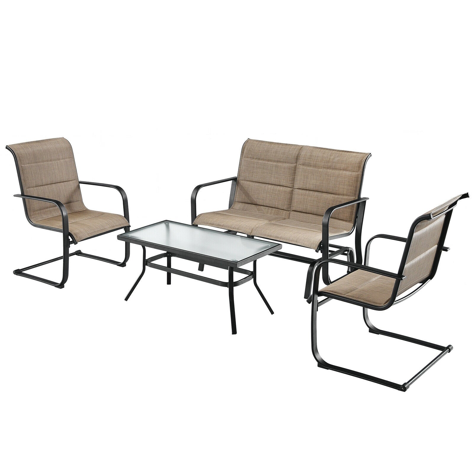 4-Piece Outdoor Patio Furniture Set with Glider Loveseat
