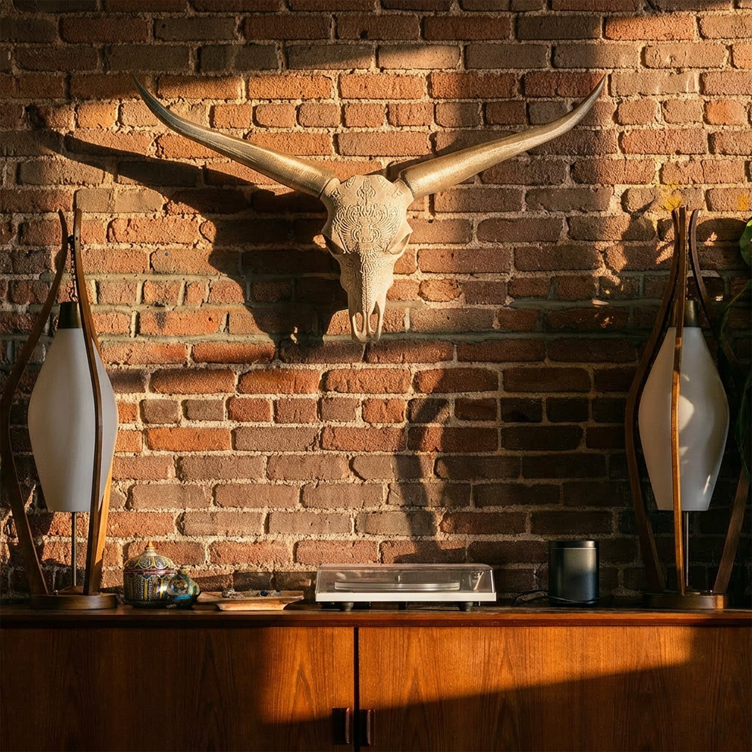 Faux Steer Skull Horns Western Wall Decor Rustic Artwork